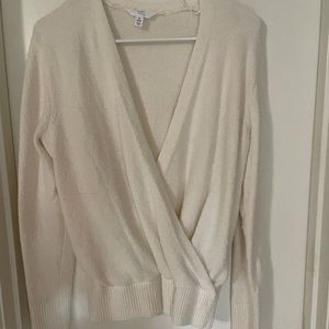 Cream Sweater Wrap Blouse
